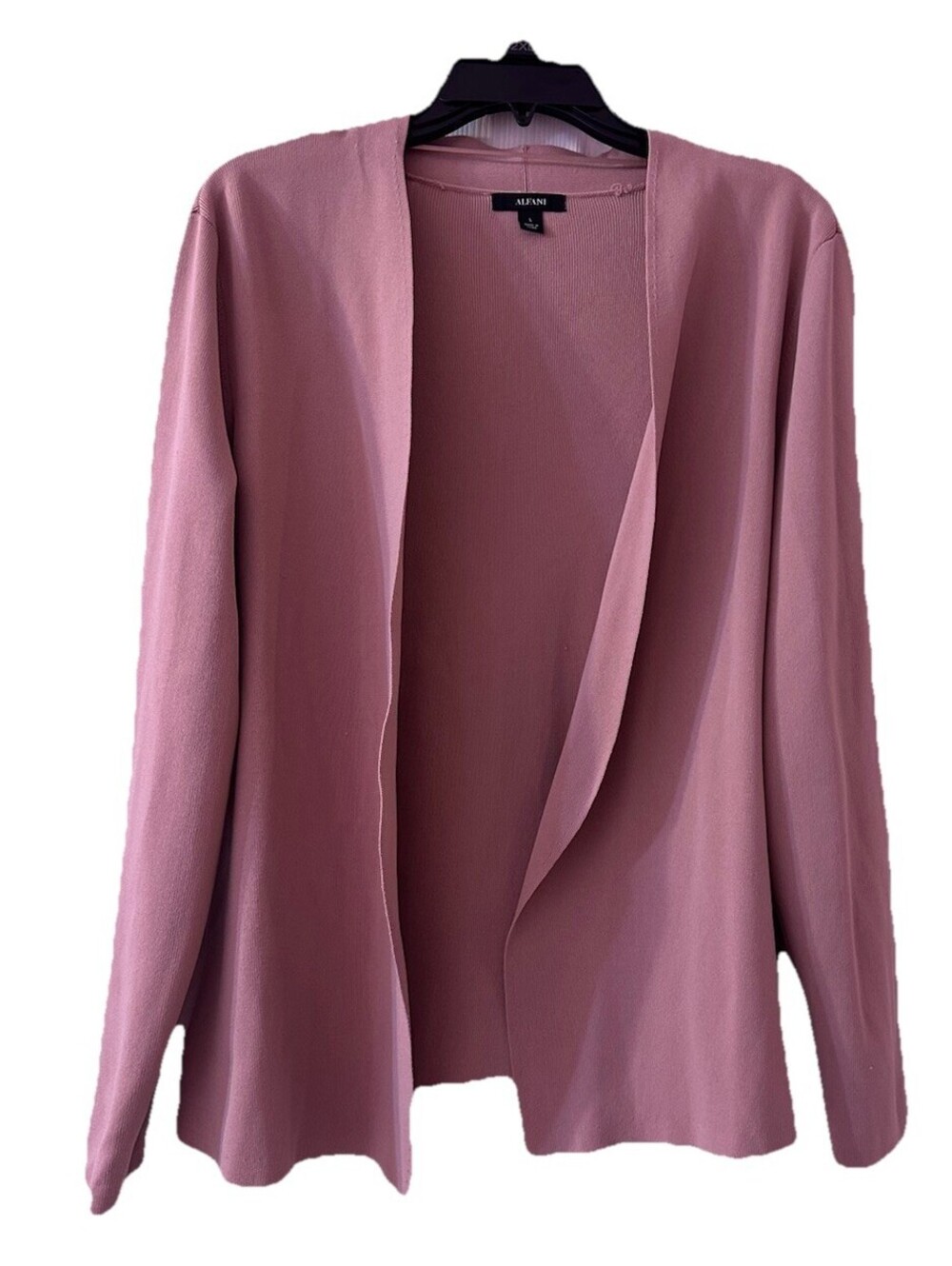 Alfani Women’s Open Front Cardigan Sweater Large Pink Blush Long Sleeve Knit